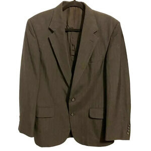 Barrington Black Blue Striped Wool Blend 2 Button Blazer Suit Men's 40R pockets